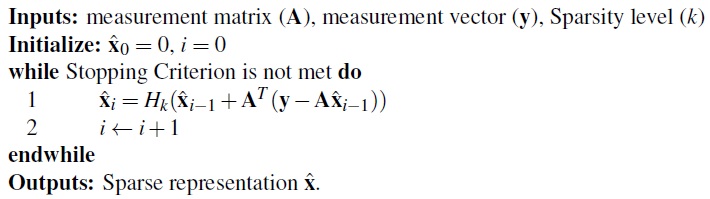 Algorithm 3 Pseudo-code of Iterative Hard Thresholding