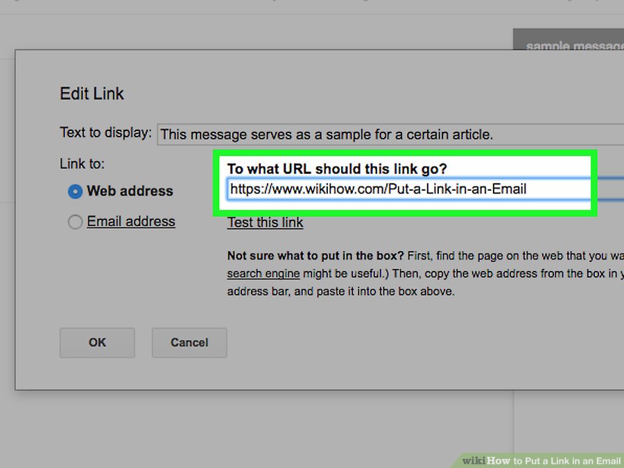 Email messages with a link