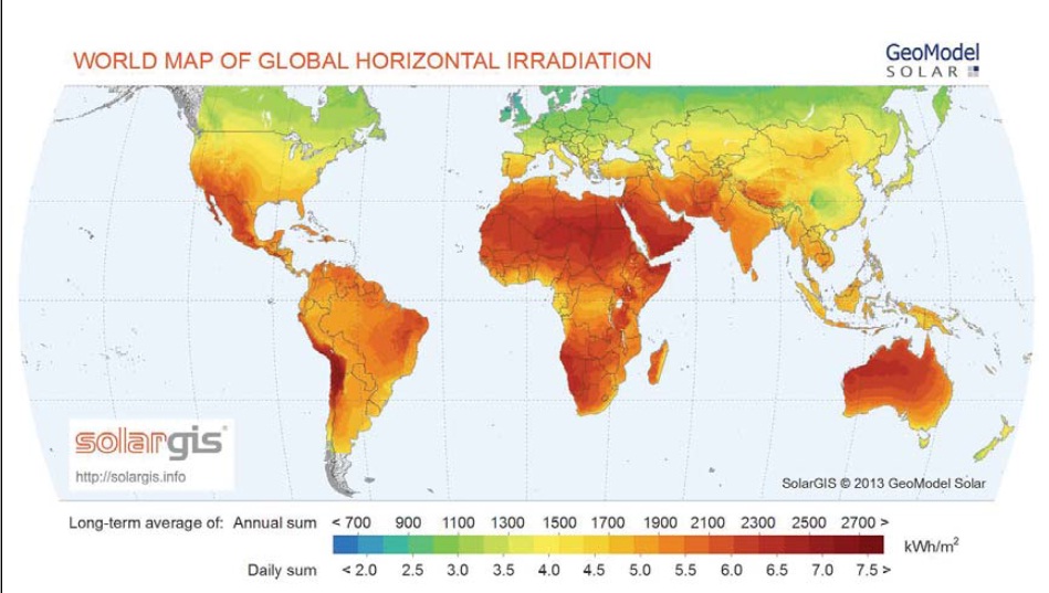 Figure 1 World global horizontal irradiation