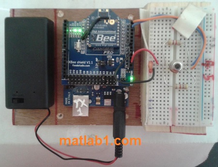 Set up of the wireless temperature sensor interfaced with the XBee transceiver