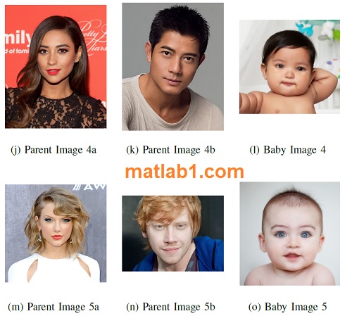 Example results of generated baby images. The right column shows the generated baby image of the parent images in the left and middle columns